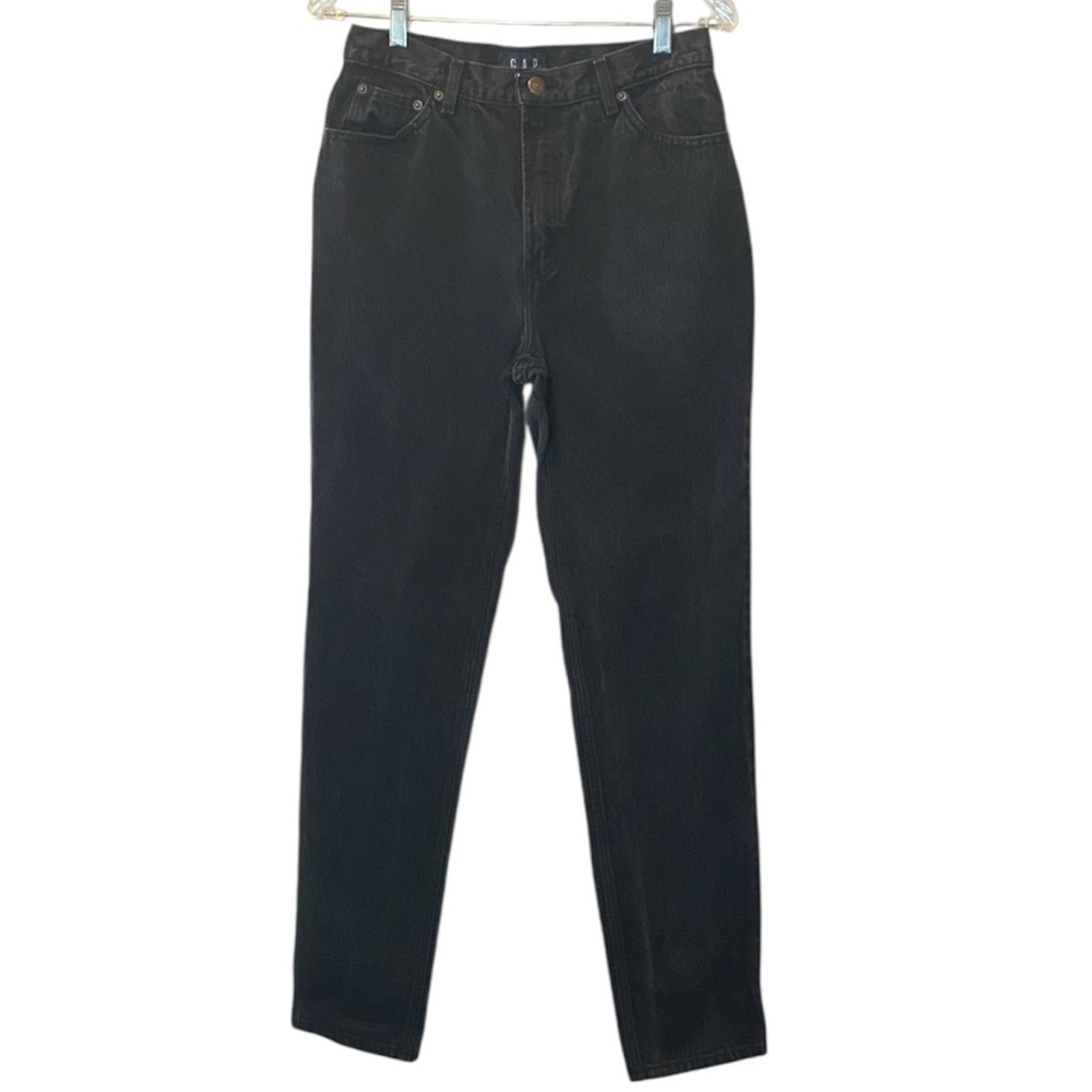 Vintage GAP Jeans Womens 10 LONG 28x32 Black Denim Slim Fit Grunge Y2K Faded